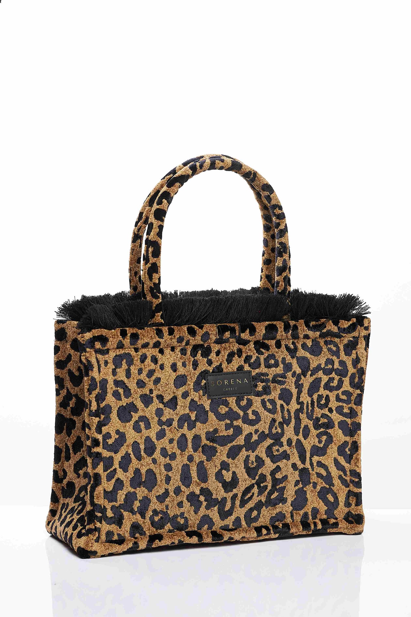 TOTE BAG VELVET LEOP