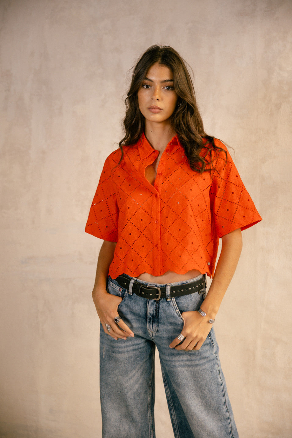 TOP CHAKO LACE ORANGE